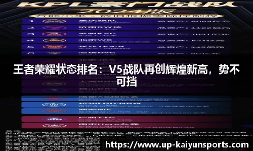 王者荣耀状态排名：V5战队再创辉煌新高，势不可挡